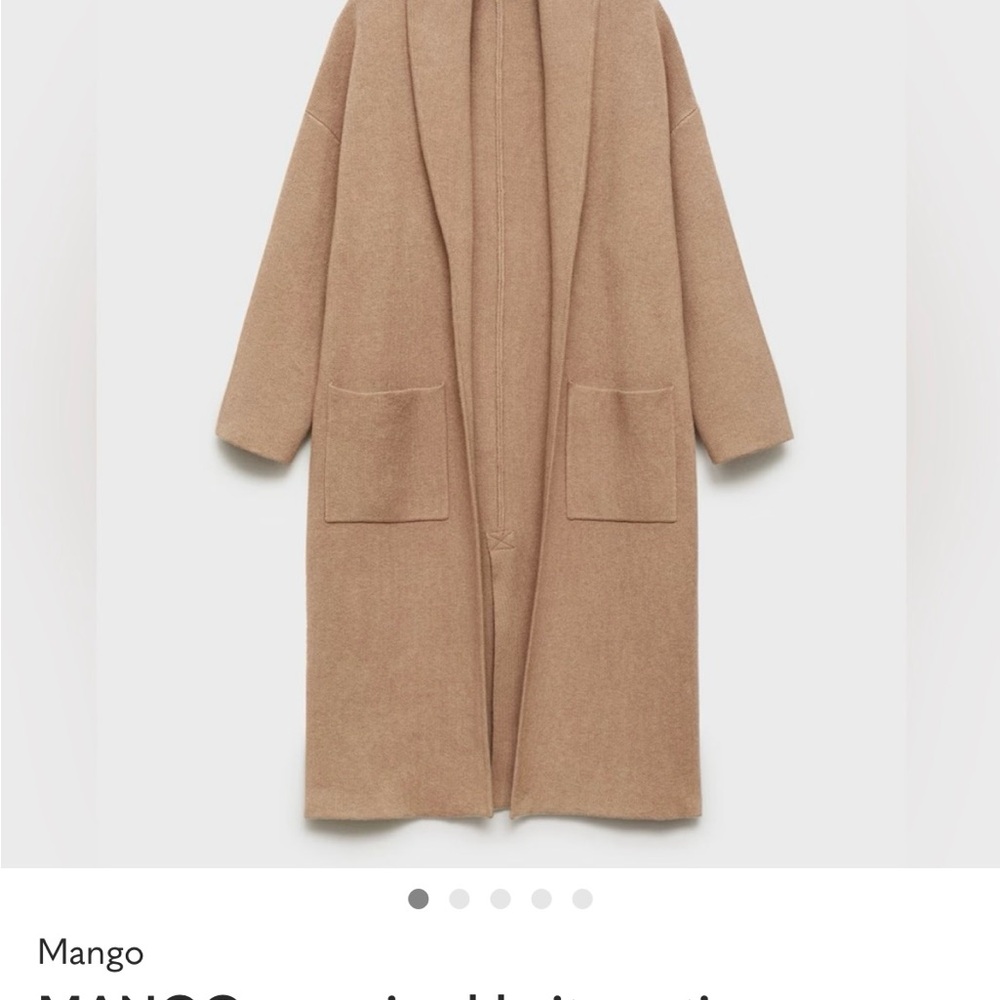 Mango Women's Oversized Cozy Tan knit Sweater Coat